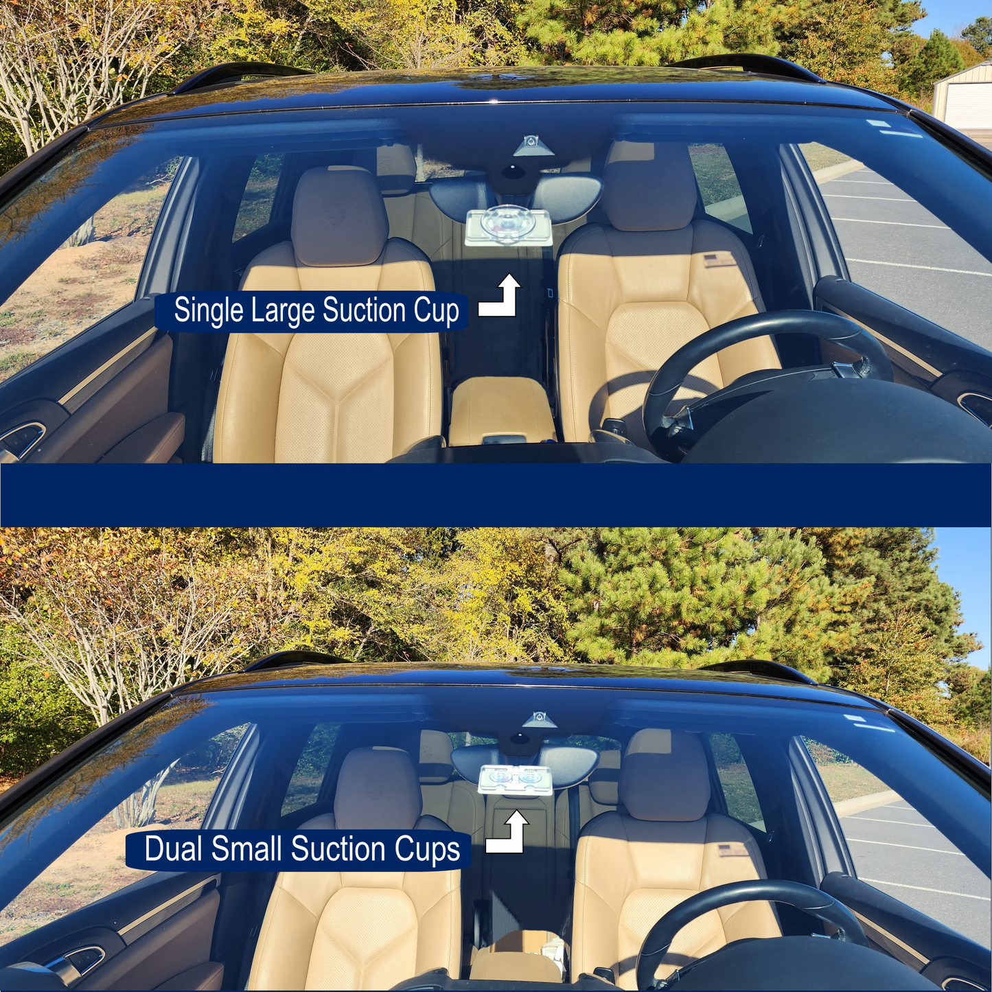 EZ Pass-Mate™ Clear - Universal FasTrak Toll Pass Holder by JL Safety. Sturdy Toll Tag Holder for ALL FasTrak models including FasTrak Flex CAV and FasTrak Standard / Switchable & HOV. Comes with 3 Suction Cup Sizes and 2 Extra Strips. Made in USA