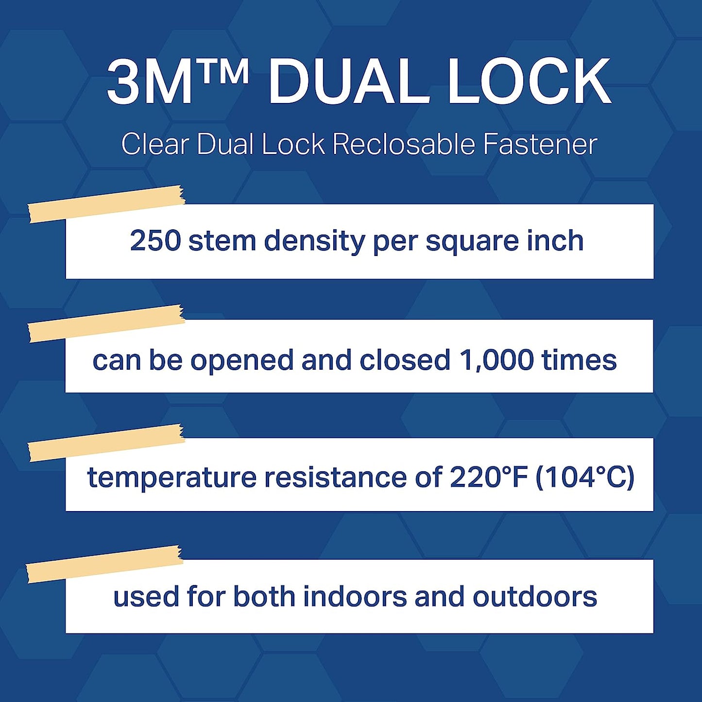 3M™ SJ3560 Dual Lock™ Reclosable Fastener, Clear, 1inx1in (1"x1"), Type 250, 100 pack