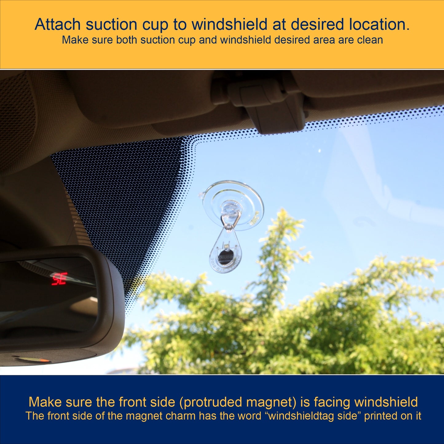 Windshieldtag Silver™- Student Pick Up Permit Holder & Protector. Magnetically Display & Store Away your Tag. Made in USA