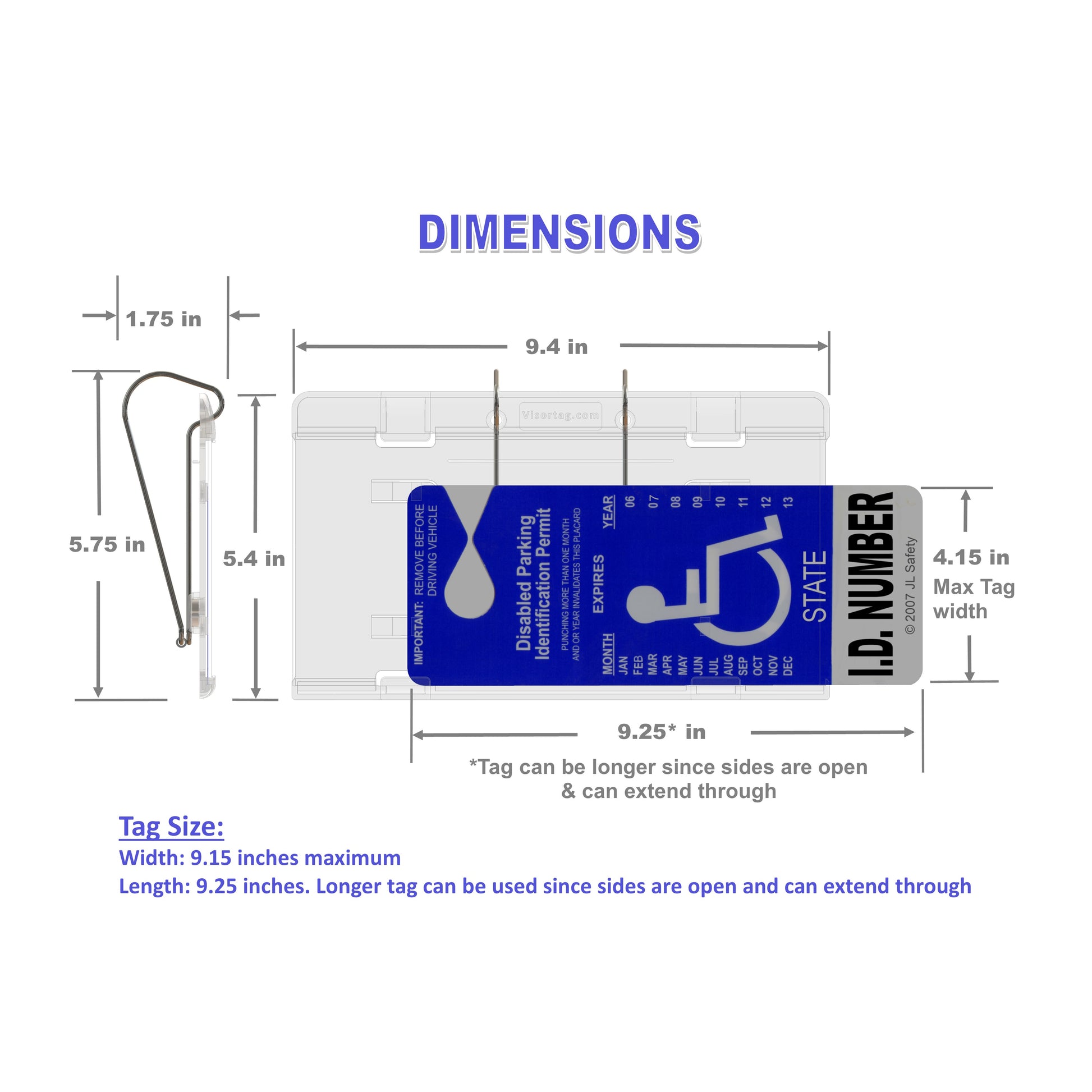 VisorTag Magnetic Plastic Parking Permit Holder & Protector, SKU: TG-1330