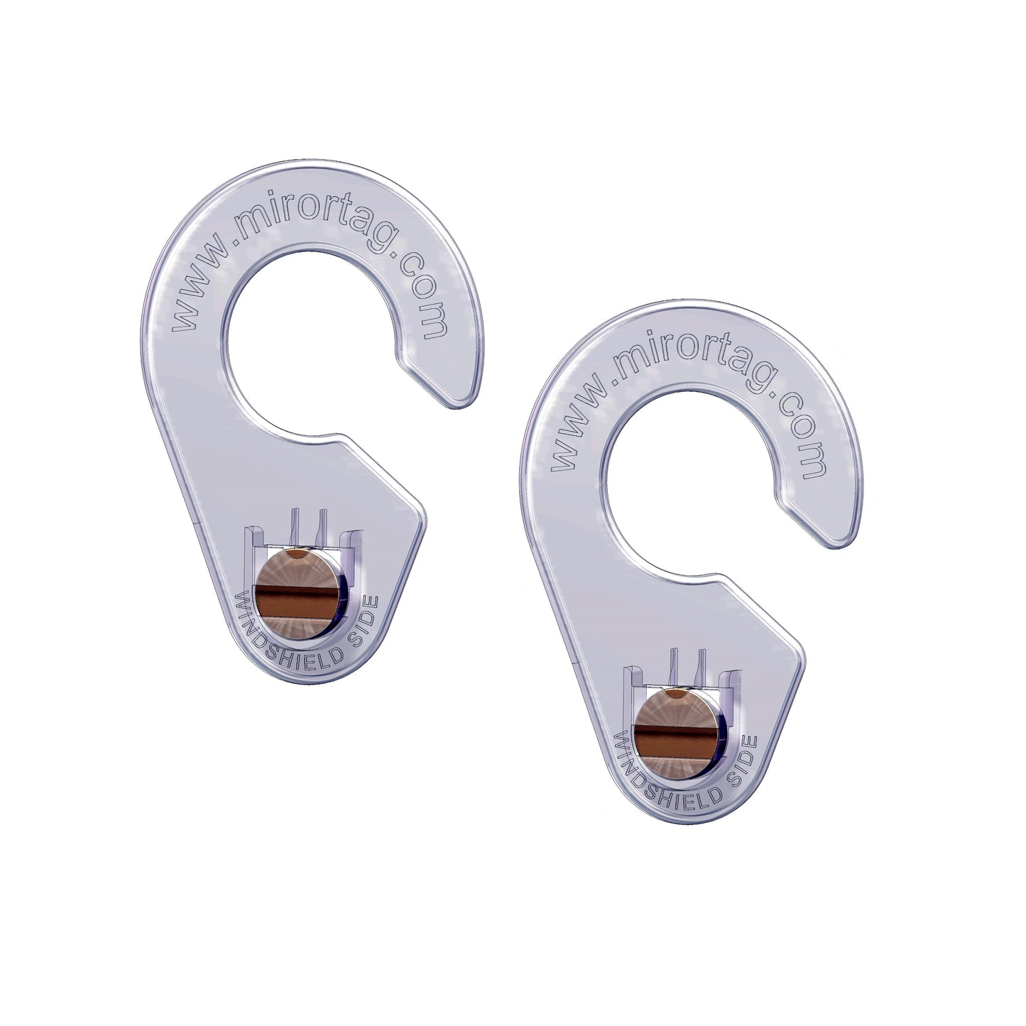 Magnetic hooks for mirortag holders for handicap placard protector