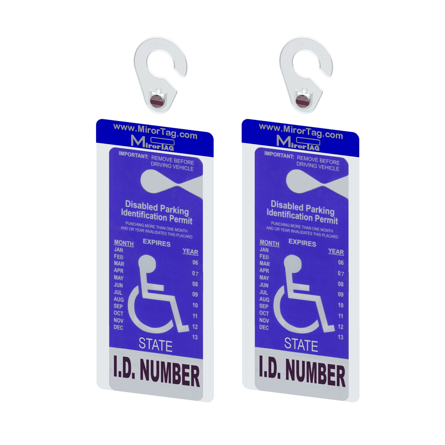 MirorTag Silver™- Handicap Parking Placard Holder. Magnetically Display & Put Away your Disabled Parking Tag with ease. 1 Holder & 1 Hook Included. Made in USA