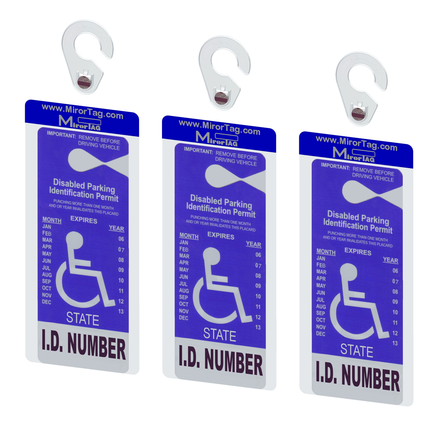 MirorTag Silver™- Handicap Parking Placard Holder. Magnetically Display & Put Away your Disabled Parking Tag with ease. 1 Holder & 1 Hook Included. Made in USA