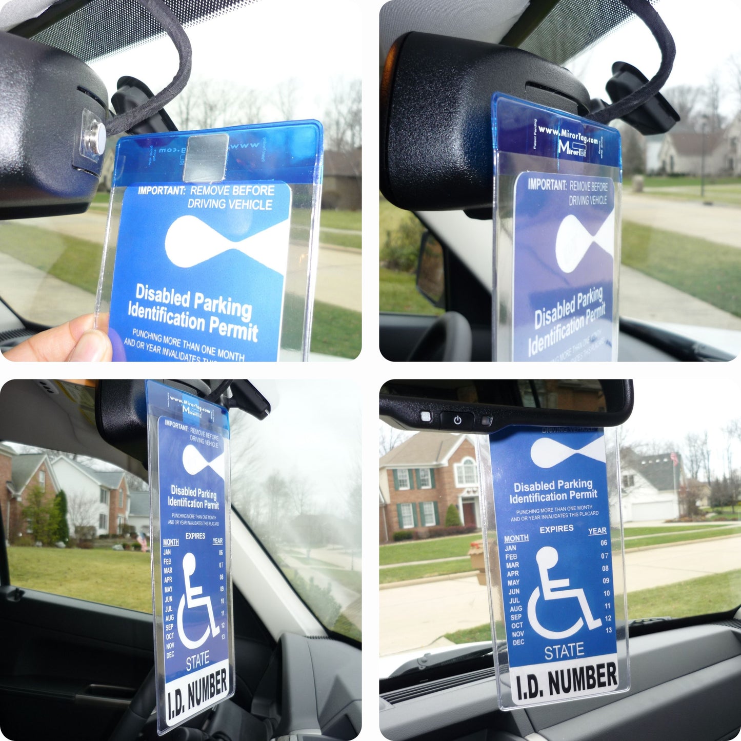 MirorTag Bronze™- Handicapped Parking Placard Holder & Protector. Magnetically Attach & Detach to Magnet on Back of Rearview Mirror. Made in USA