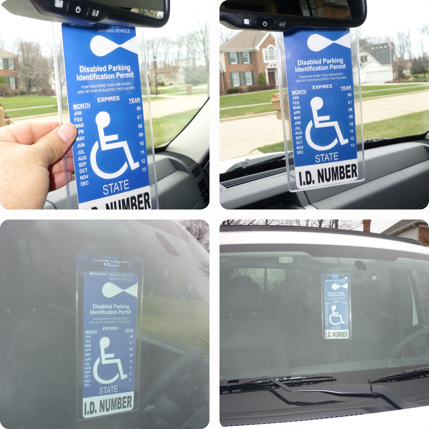 MirorTag Bronze™- Handicapped Parking Placard Holder & Protector. Magnetically Attach & Detach to Magnet on Back of Rearview Mirror. Made in USA