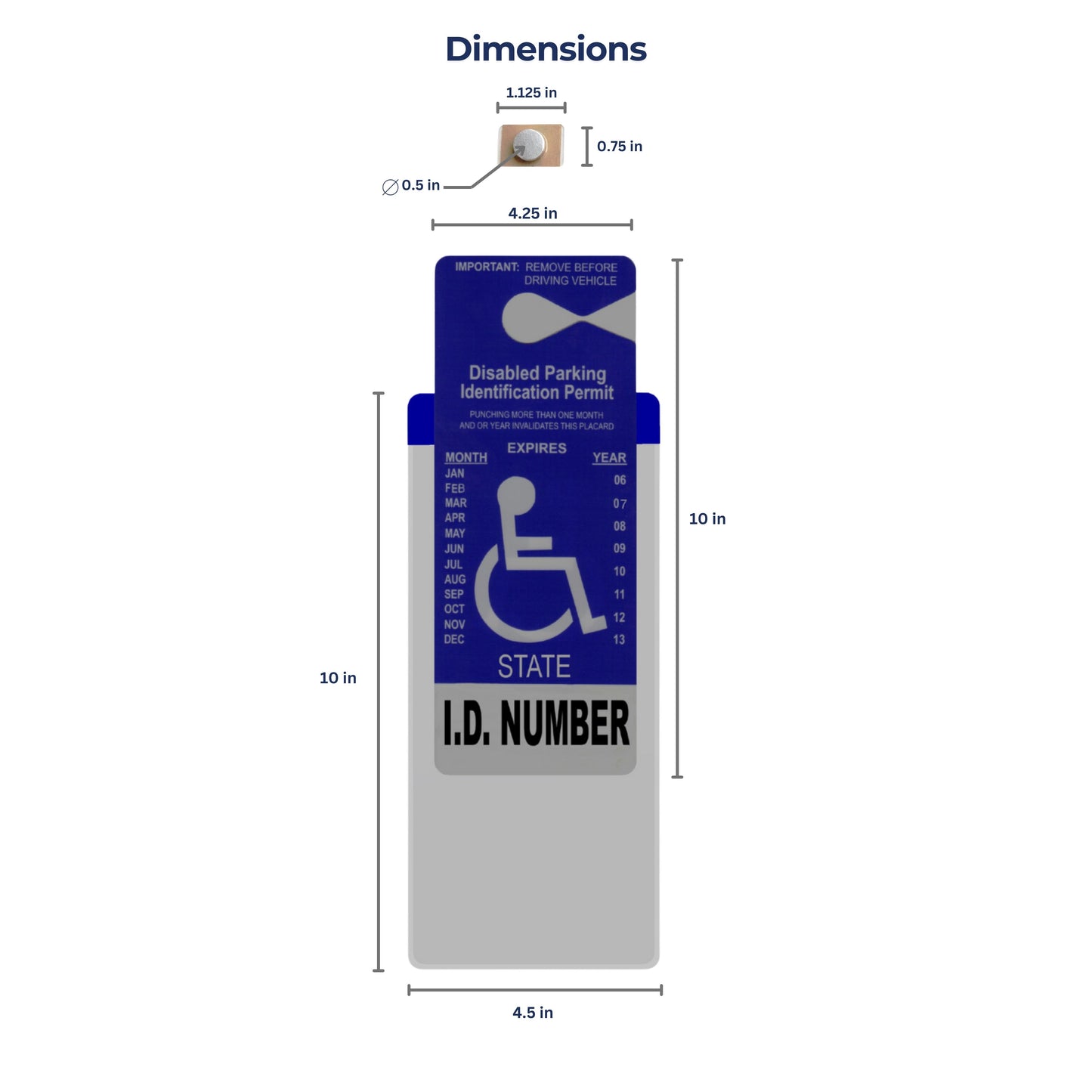 MirorTag Bronze™- Handicapped Parking Placard Holder & Protector. Magnetically Attach & Detach to Magnet on Back of Rearview Mirror. Made in USA