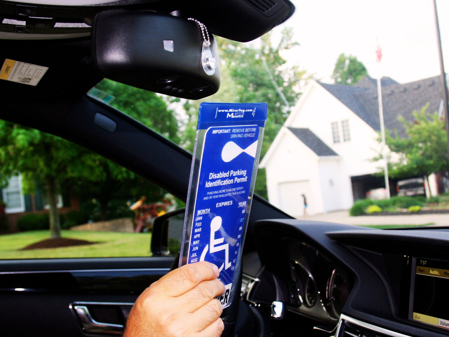 Mirortag™ Holder with Hook & Charm Options- Handicap Placard Holder. Easily Protect, Display & Put Away Your Handicap tag. Magnetically Attach & Detach Your Placard with Your Eyes Closed. Made in USA