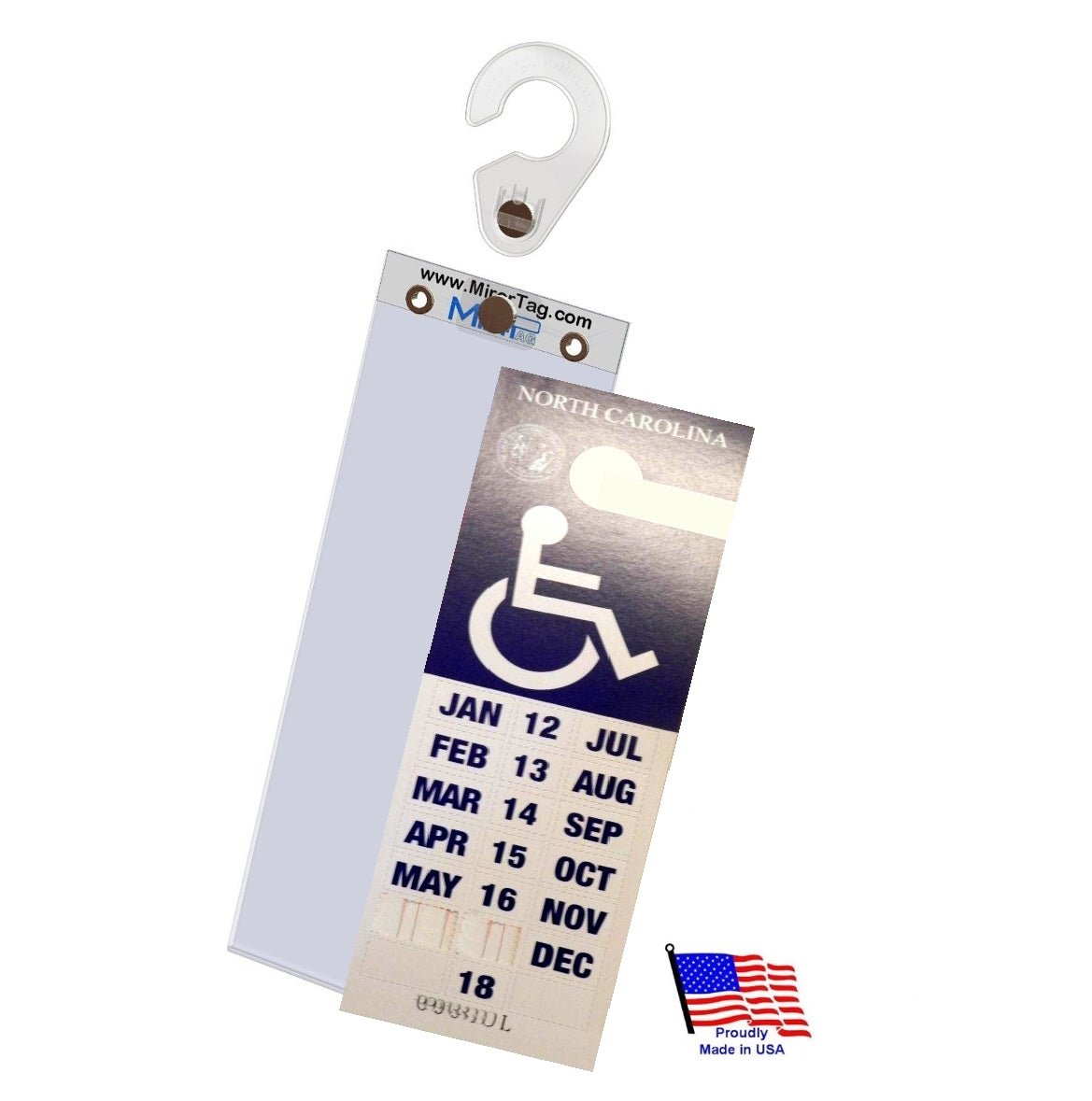 MirorTag Gold Plus™- Sturdy Handicapped Parking Placard Holder & Protector. Fits NC state long size tag. Sun & Cold resistant. Magnetically attach & Detach your Permit. Made in USA