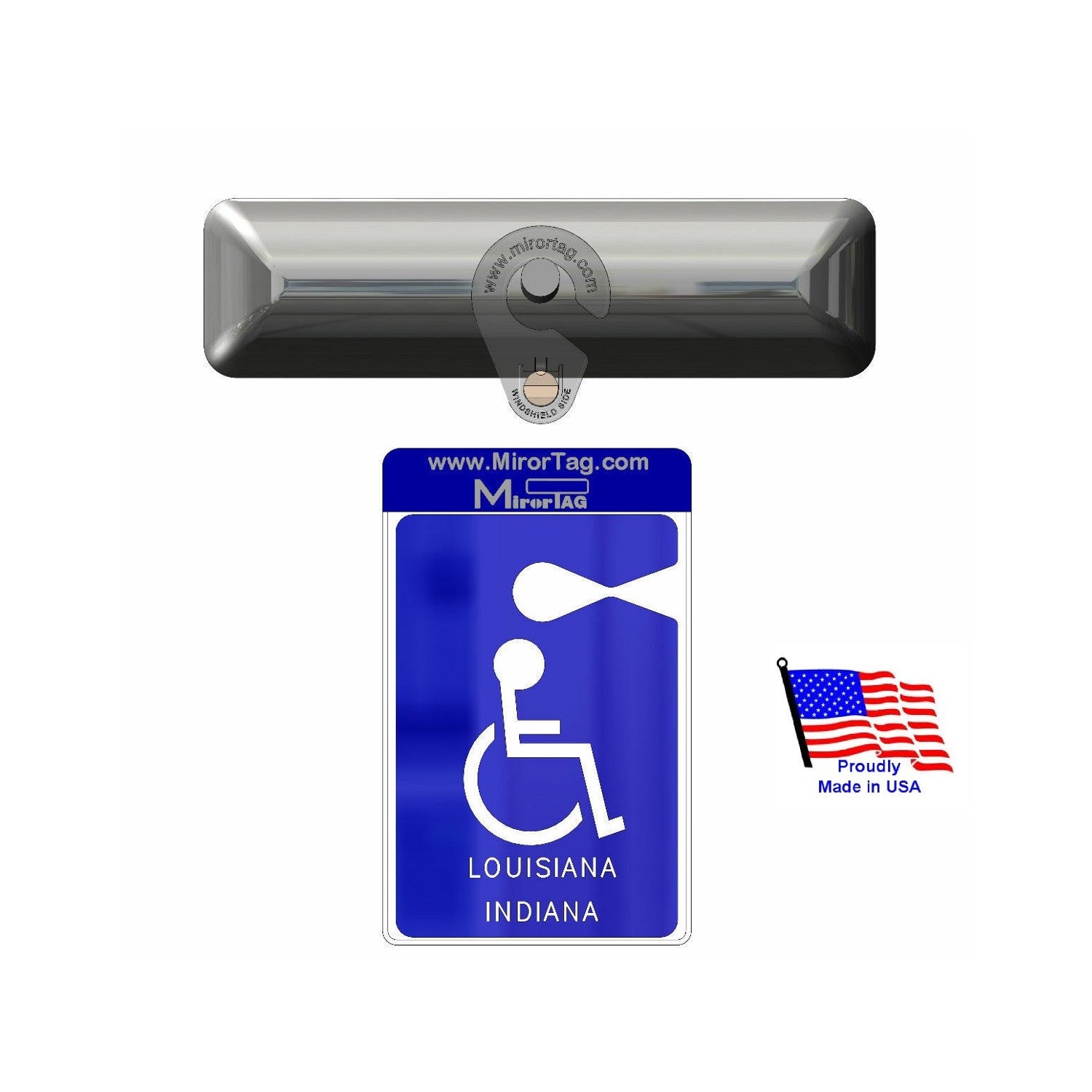 Handicap placard holder for short permit. Tag size 7in x 4in