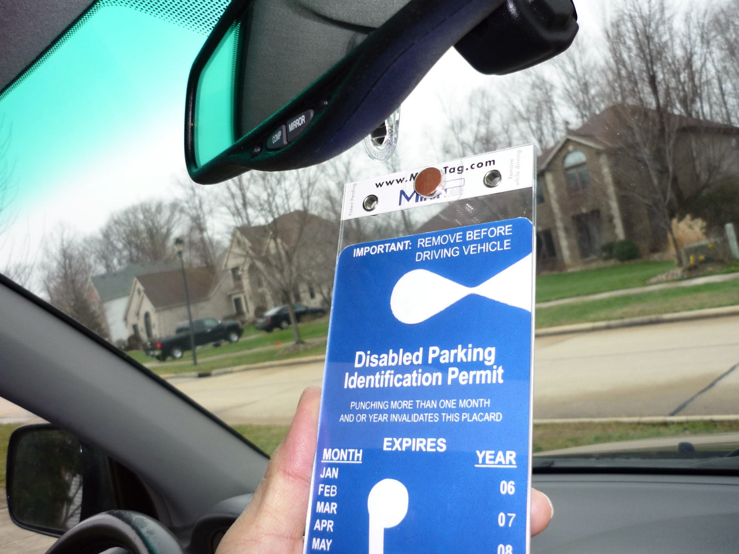 MirorTag Gold Plus™- Sturdy Handicapped Parking Placard Holder & Protector. Fits NC state long size tag. Sun & Cold resistant. Magnetically attach & Detach your Permit. Tag size: 10.75in x 3.625in or wider. Made in USA