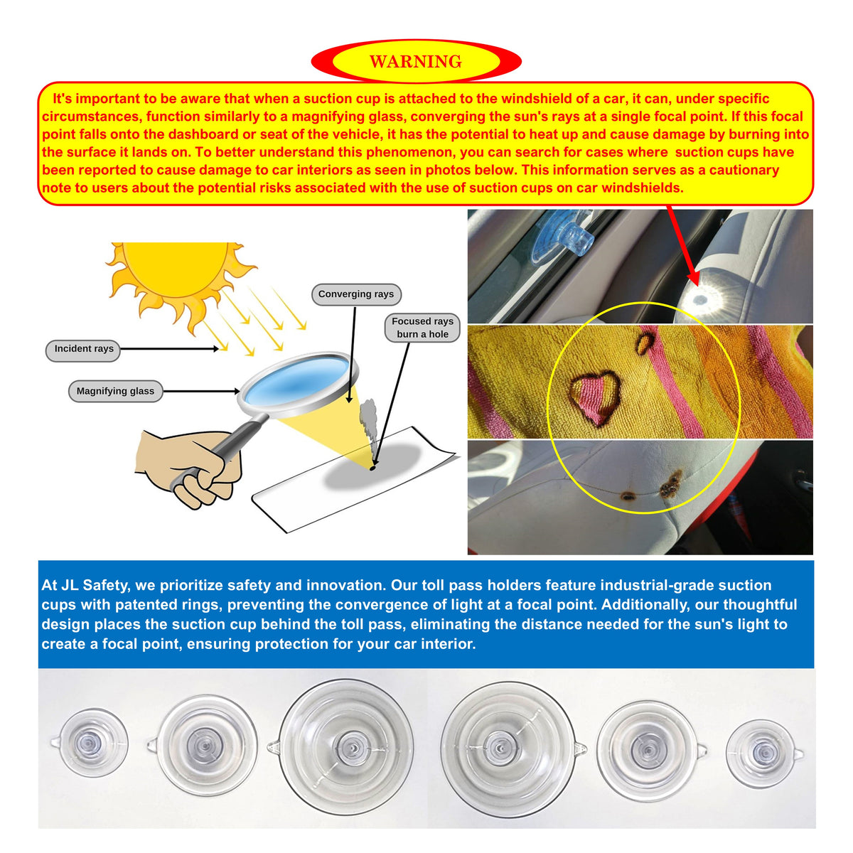 Replacement Suction Cup for JL Safety EZ Pass-Mate, Uni, SunPass, SunP