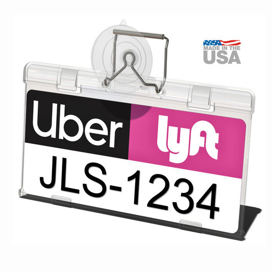 Uber and Lyft car window sign holder with large suction cup