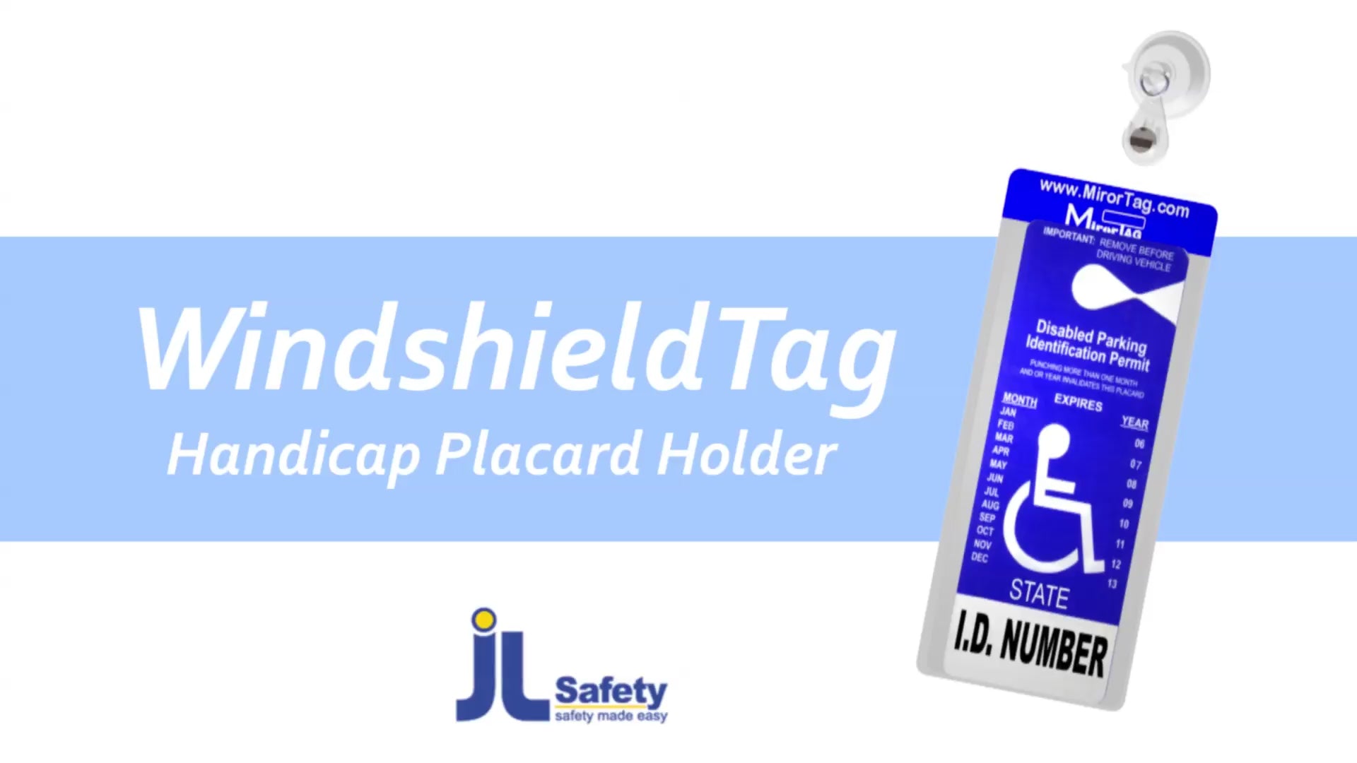 handicap placard holder and protector, windshieldtag, attach anywere on windshield