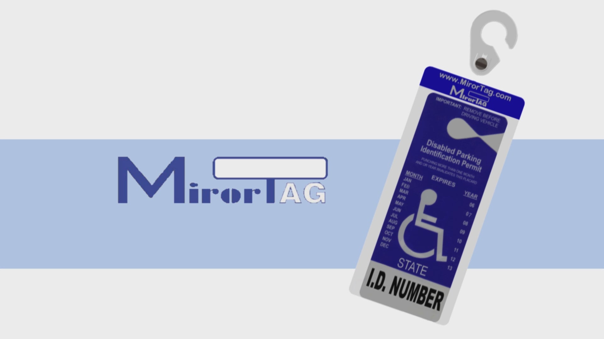 Mirror mounted handicap placard permit holder and protector. magnetically attach and detach your tag