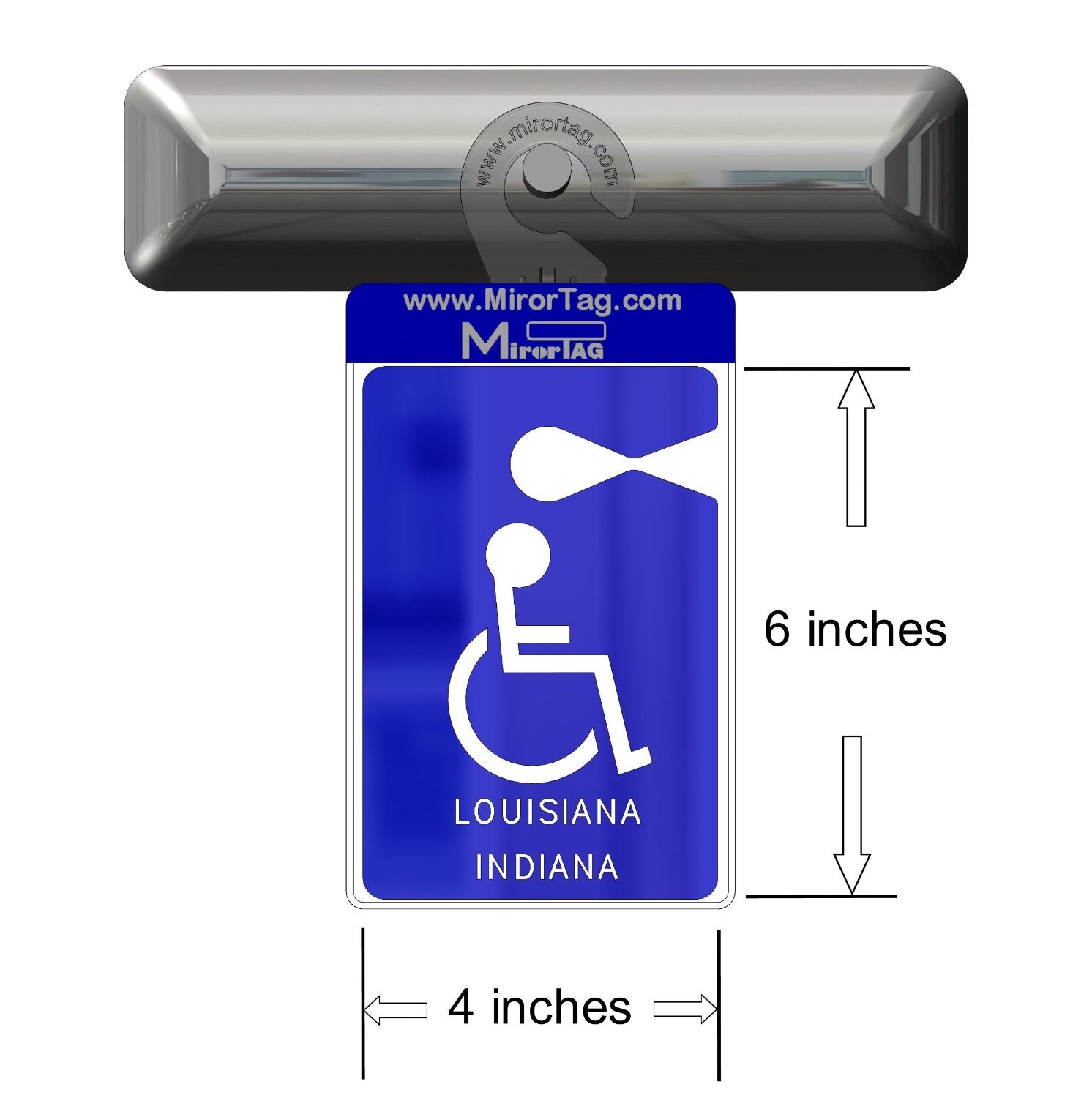 Louisiana and Indiana handicap placard holders. Tag: 7in x 4in