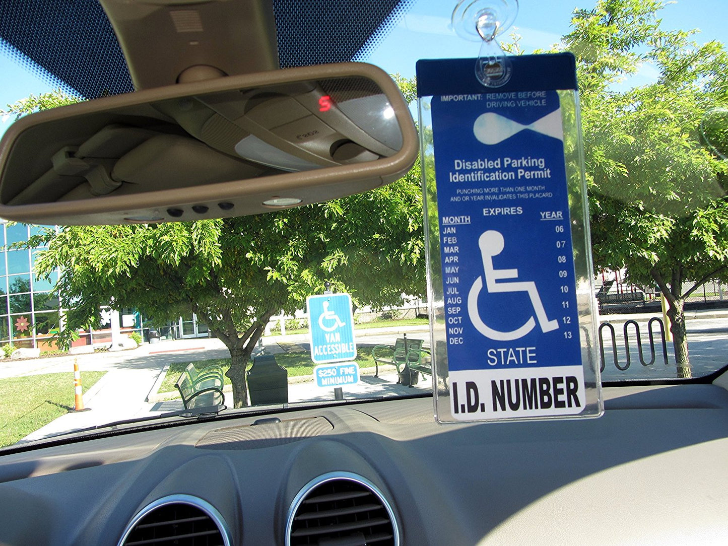 Handicap parking placard holder attached to magnet charm