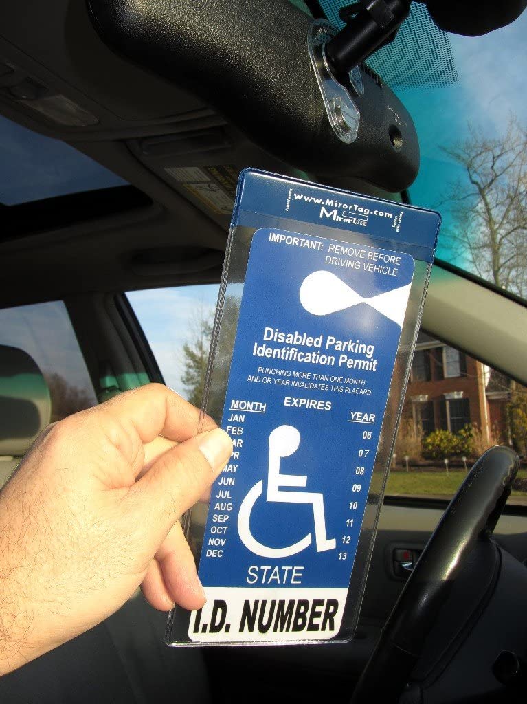 Permit Sign Protector for Disability Parking by JL Safety. very convenient to attach and detach from rearview mirror