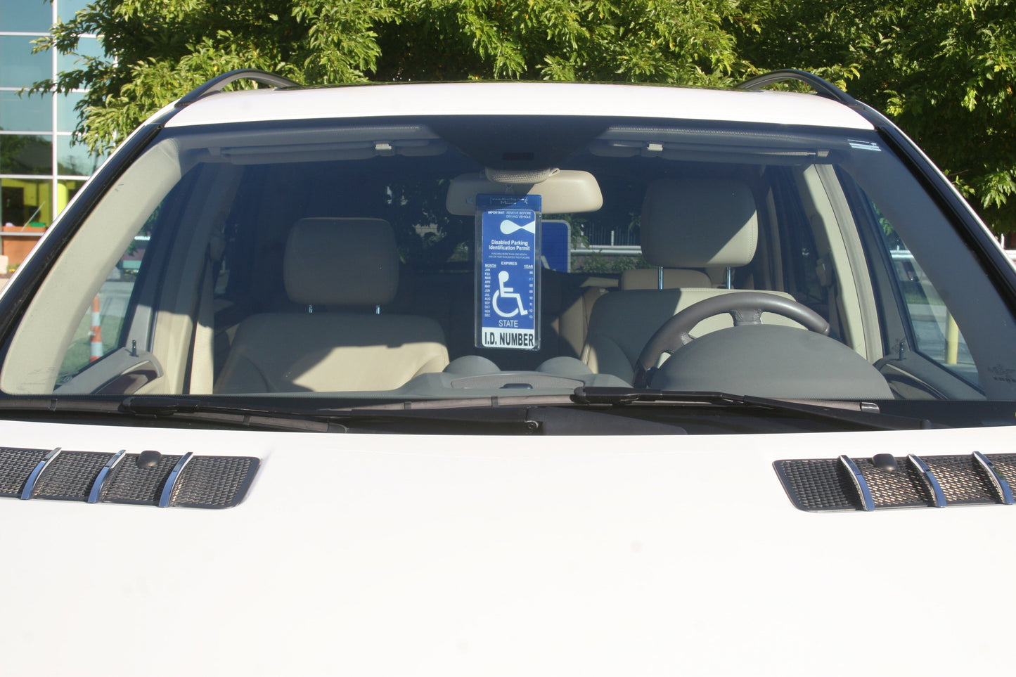 handicap parking permit holder easily displayed and seen. Made in USA