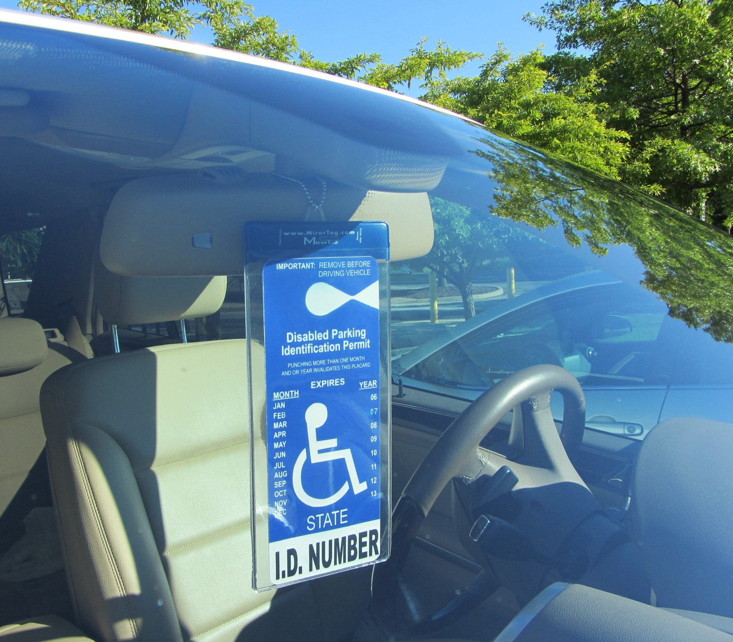 MirorTag Charm™- A Novel Way to Protect, Display & Put Away a Handicap Parking Placard. MAGNETICALLY On & Off. Fits All Mirror Sizes. 1 Holder & 1 Magnet Charm Included. Made in USA