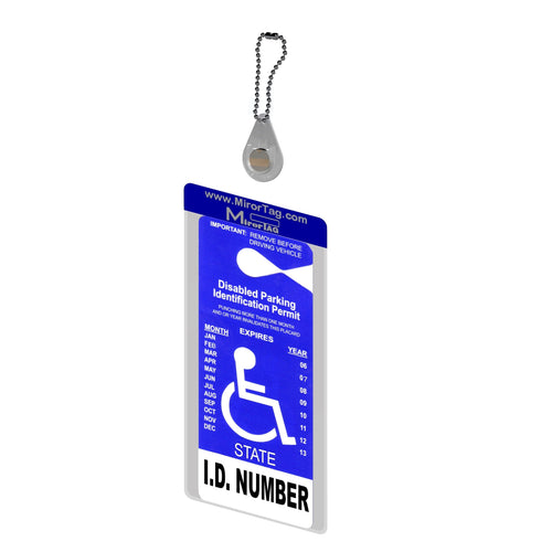 MirorTag Charm™- A Novel Way to Protect, Display & Put Away a Handicap Parking Placard. MAGNETICALLY On & Off. Fits All Mirror Sizes. 1 Holder & 1 Magnet Charm Included. Made in USA