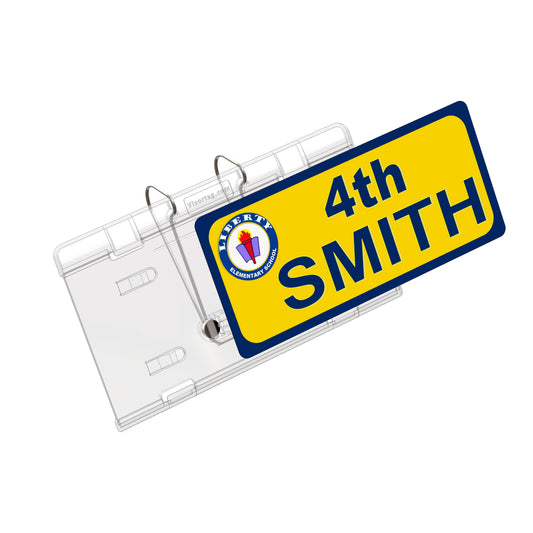 Elementary Student Pick up Permit Holder & Protector - Visortag® VTSH140. Easily Display & Swing Away Your Permit. Stored on Visor. Patented & Made in USA