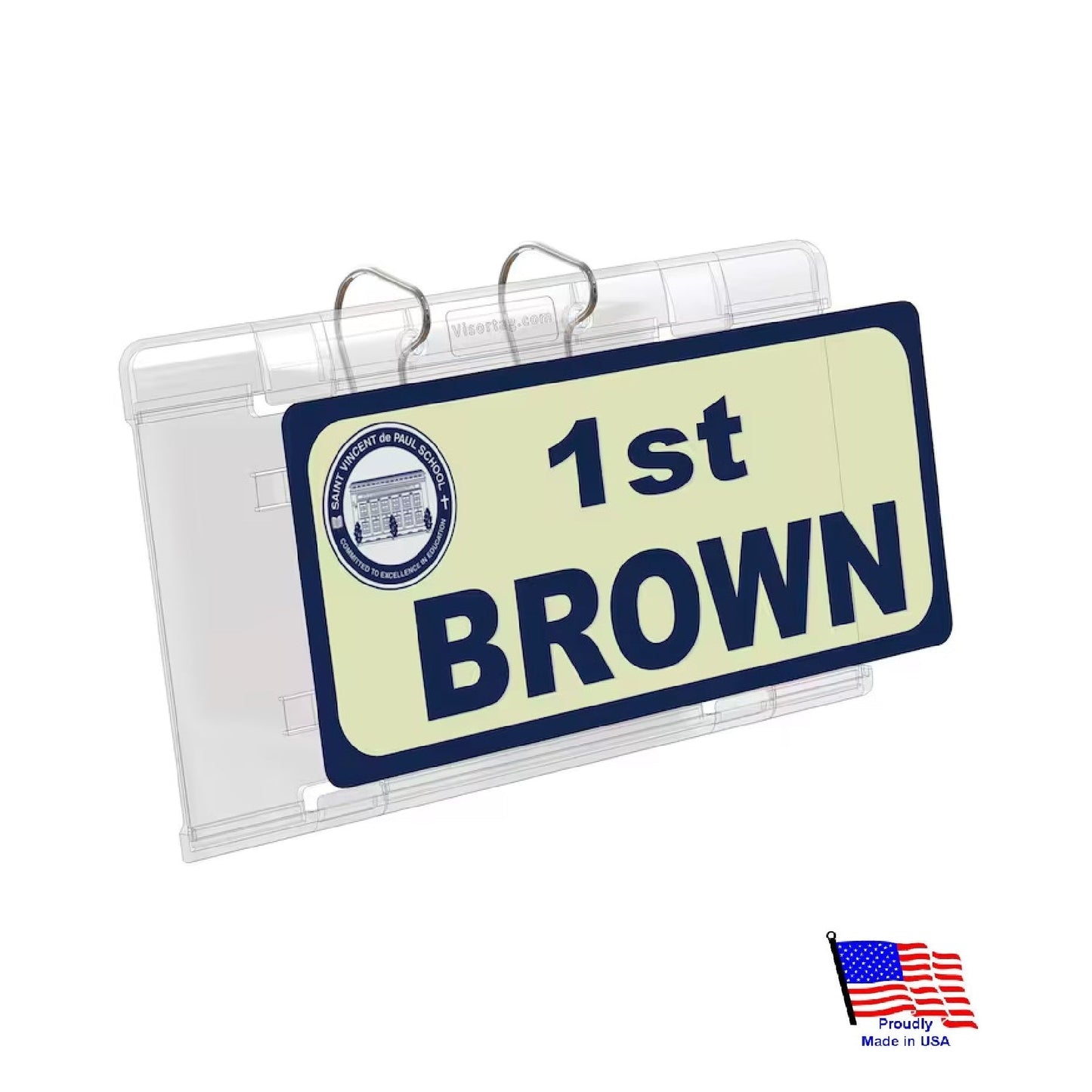 Elementary Student Pick up Permit Holder & Protector - Visortag® VTSH140. Easily Display & Swing Away Your Permit. Stored on Visor. Patented & Made in USA