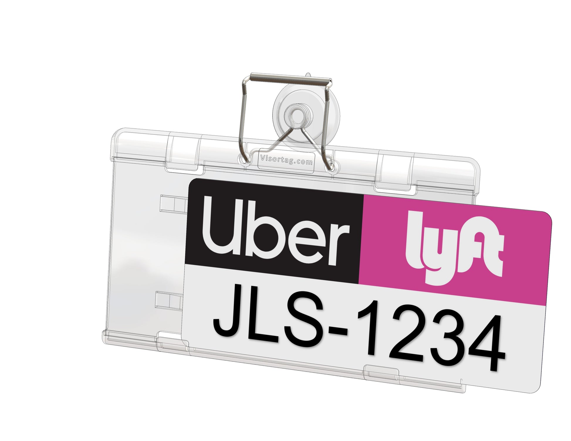  Uber & Lyft sign holder for car showing emblem and license plate inserted from one side